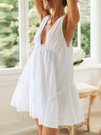 Women's Summer Mini Dress with Deep V-Neck & Empire Waist –...