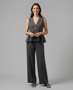 Elaine Collection | Two Piece Set with Wide-Leg Trousers & V-Neck Top | Effortless Style for Various Occasions
