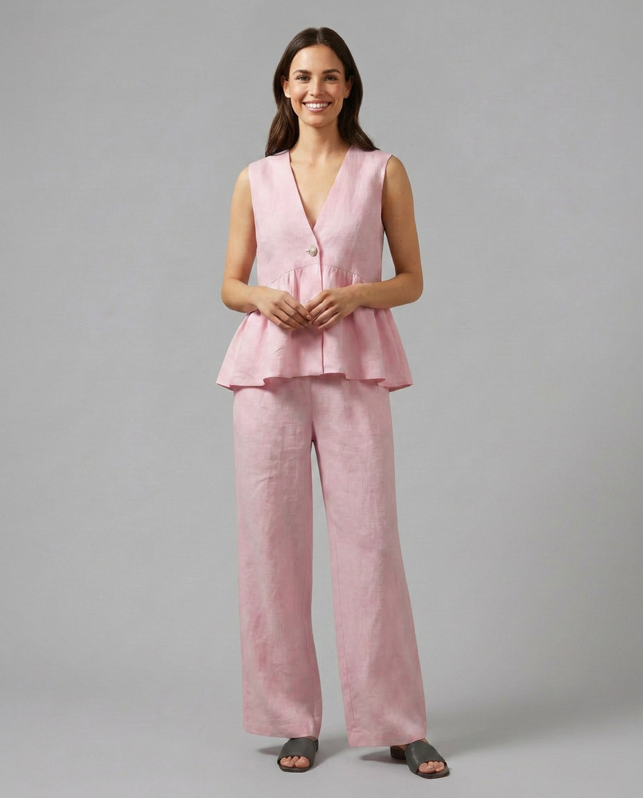 Elaine Collection | Wide-Leg & V-Neck Matching Set | Effortless Co-Ord