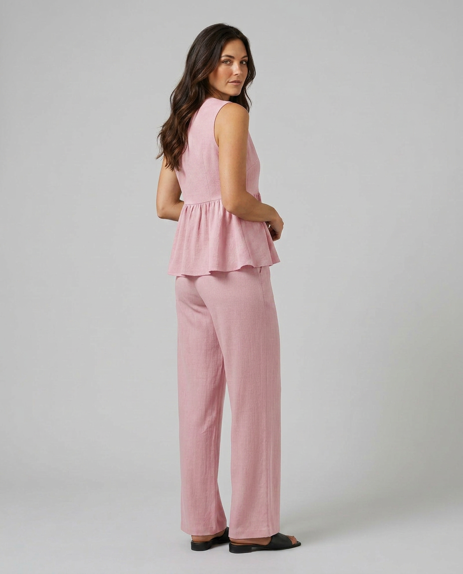Elaine Collection | Two Piece Set with Wide-Leg Trousers & V-Neck Top | Effortless Style for Various Occasions