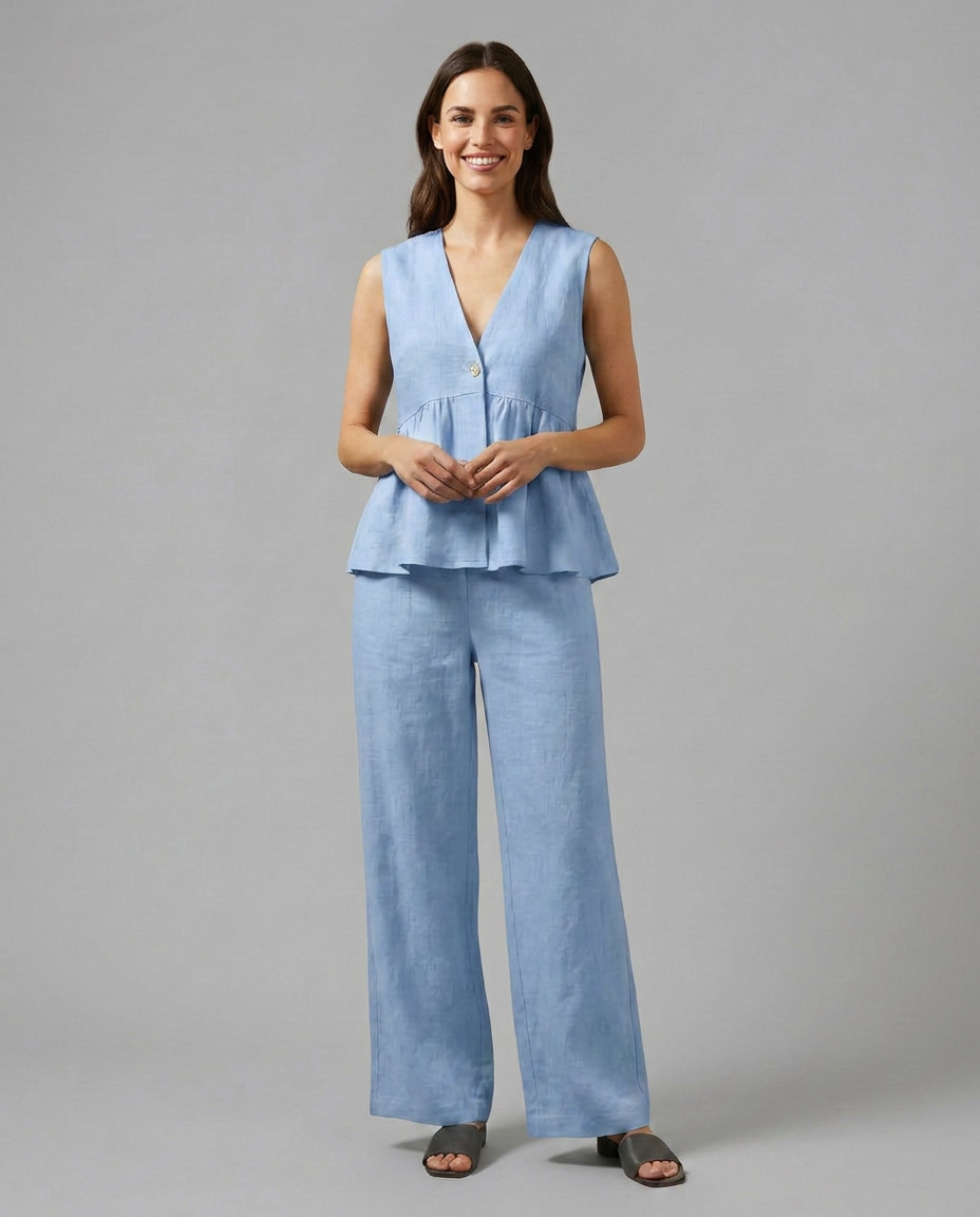 Elaine Collection | Wide-Leg & V-Neck Matching Set | Effortless Co-Ord