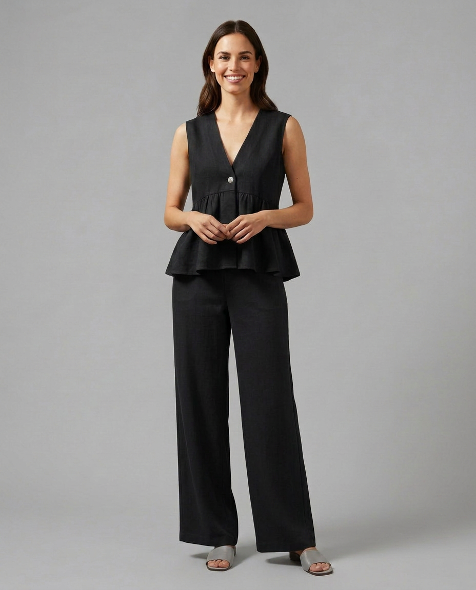 Elaine Collection | Wide-Leg & V-Neck Matching Set | Effortless Co-Ord