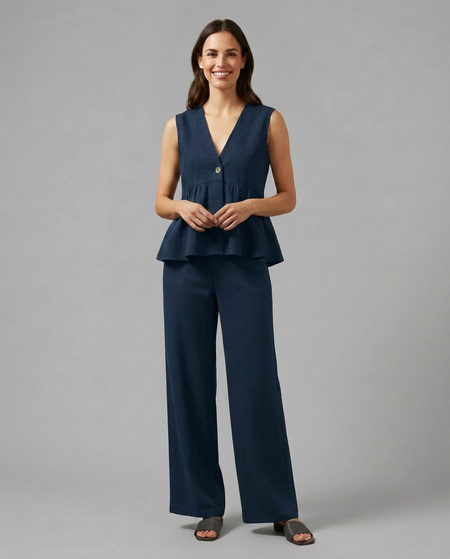 Elaine Collection | Wide-Leg & V-Neck Matching Set | Effortless Co-Ord