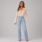 Elara Collection | Women's White Blouse with Sheer Floral Lace Design | Elegant Summer Top for Effortless Style