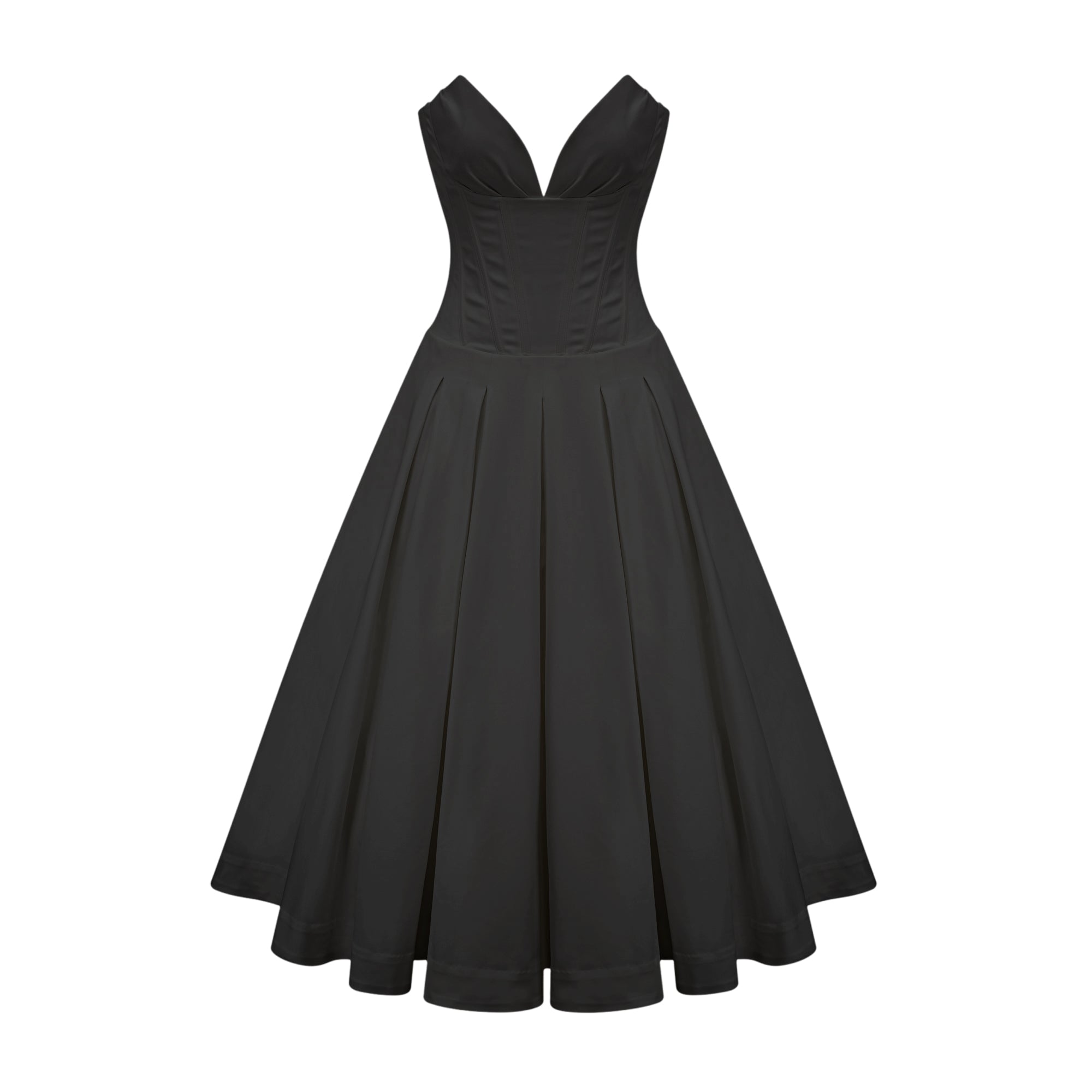 Elegant Black Dress – Off-Shoulder Midi Dress with Pleated...
