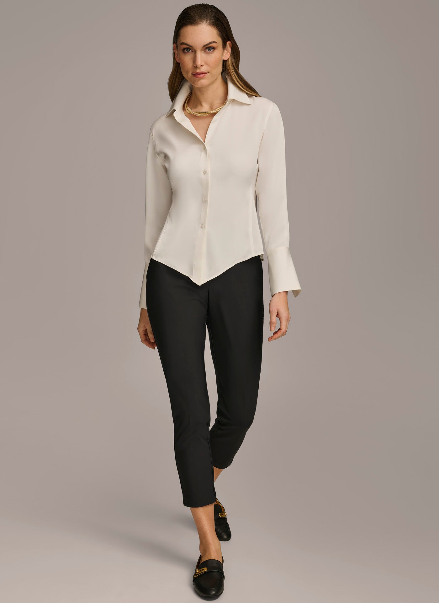 Women's Tailored Long-Sleeve Blouse — Elegant Top