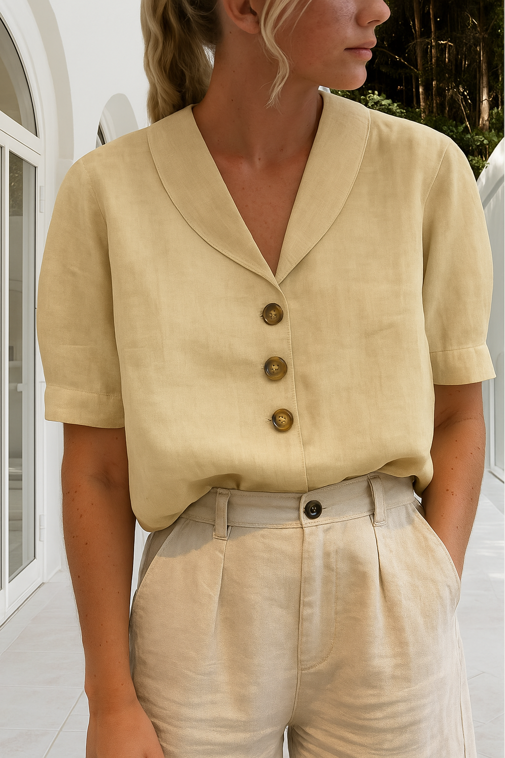 Elegant Blouse with Flattering Wrap Neckline – Lightweight Comfort...
