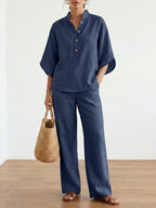 Elegant Casual Women's Two Piece Set with Batwing Sleeves | Comfortable Co-Ord Set for Effortless Style