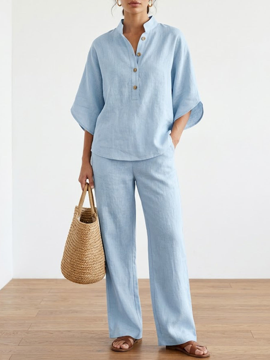 Elegant Casual Women's Two Piece Set with Batwing Sleeves | Comfortable Co-Ord Set for Effortless Style