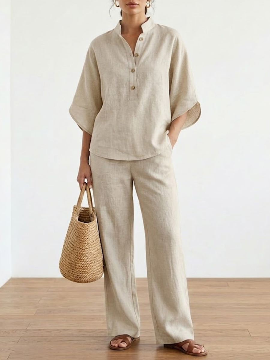 Elegant Casual Women's Two Piece Set with Batwing Sleeves | Comfortable Co-Ord Set for Effortless Style
