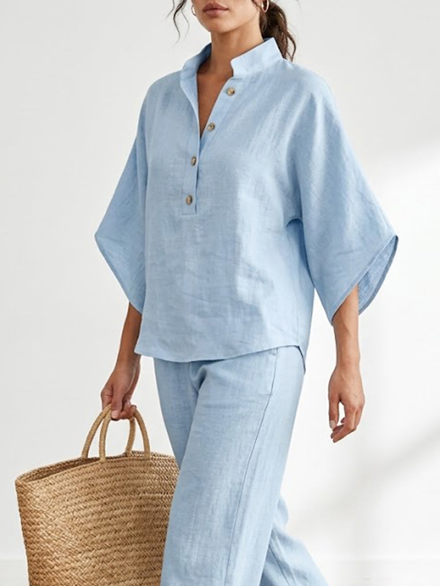 Elegant Casual Women's Two Piece Set with Batwing Sleeves | Comfortable Co-Ord Set for Effortless Style