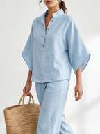 Elegant Casual Women's Two Piece Set with Batwing Sleeves | Comfortable Co-Ord Set for Effortless Style