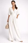 Elegant Chiffon Black Jumpsuit for Women with Deep V-Neck & Flowy...