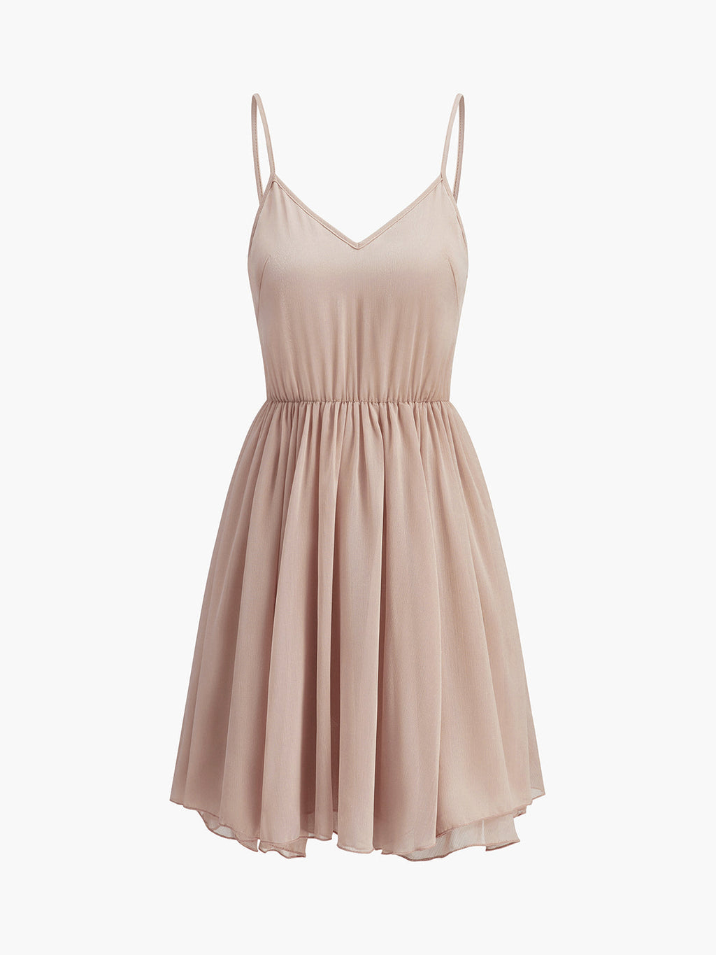 Chiffon Ruffle Mock-Neck Dress — Long Sleeve