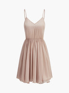 Chiffon Ruffle Mock-Neck Dress — Long Sleeve