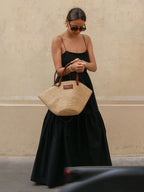 Black Maxi Dress with Low Cut Neckline – Sleeveless Long Dress