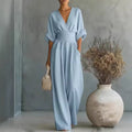 Elegant Collection | Jumpsuit Women with Deep V-Neck & 3/4 Sleeves | High Waist for Flattering Fit