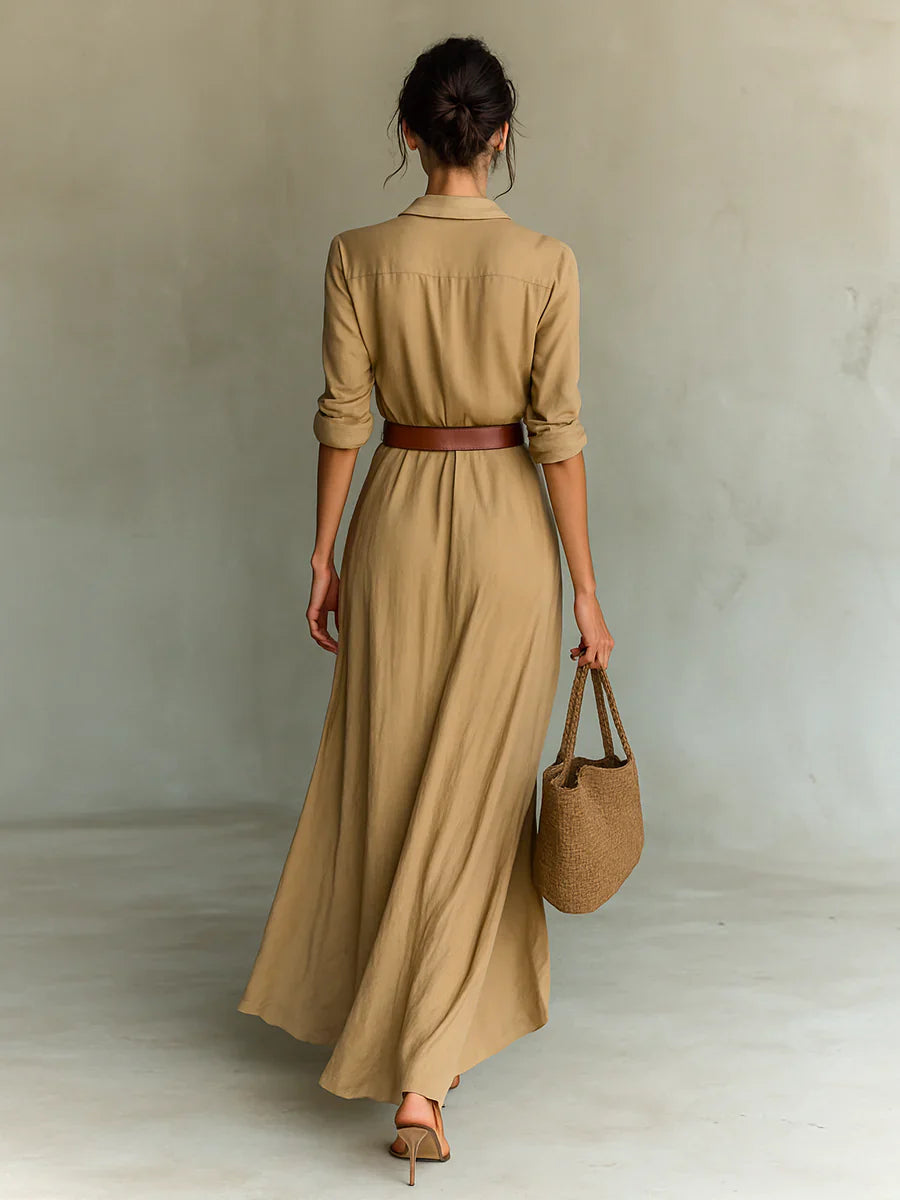Elegant Collection | Long Sleeve Maxi Dress with Adjustable Belt | Versatile Style for Any Occasion
