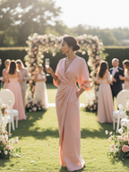 Elegant Collection | Maxi Dress for Women with V-Neck & Sleeves | Breathable Linen Blend for Effortless Style