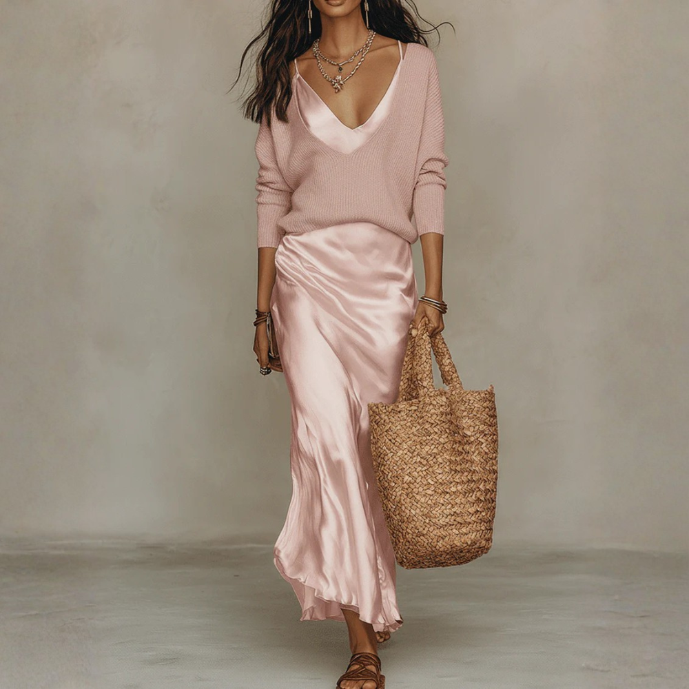 Elegant Collection | Satin Midi Skirt with Flowing Design | Versatile Style for Women