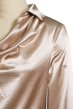 White Draped-Neck Blouse — Women's Elegant Top