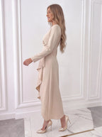 White Midi Dress — Asymmetric Cut