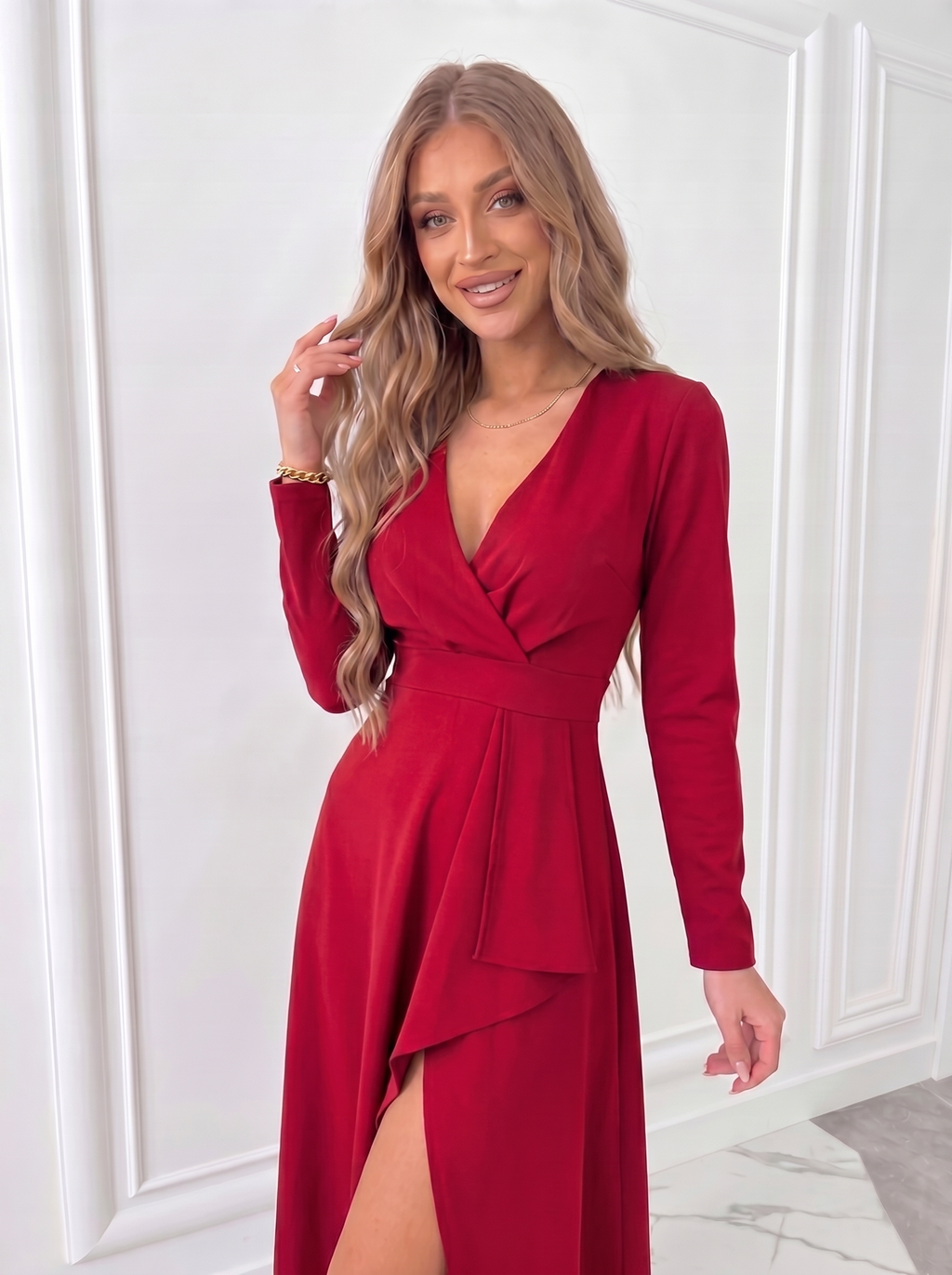 White Midi Dress — Asymmetric Cut