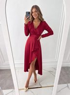 White Midi Dress — Asymmetric Cut