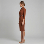 Elegant Collection | White Midi Dress with Defined Belted Waist | Tailored Design for Timeless Sophistication