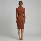 Elegant Collection | White Midi Dress with Defined Belted Waist | Tailored Design for Timeless Sophistication