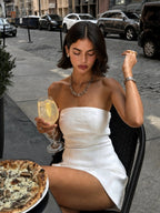 Elegant Collection | White Mini Dress with Strapless Design | Comfortable Fit for Parties