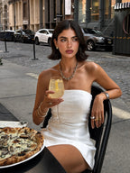 Elegant Collection | White Mini Dress with Strapless Design | Comfortable Fit for Parties