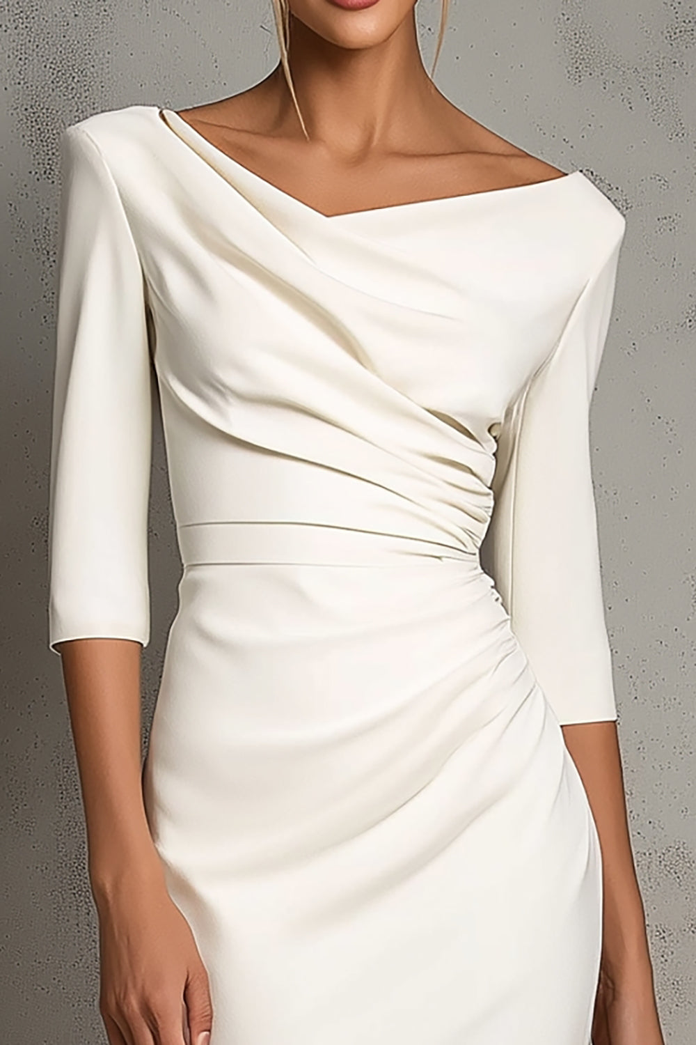 Elegant Collection | Women's Midi Dress with V-Neck & Ruched Slit | Stylish Comfort for Formal Occasions