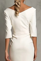 Elegant Collection | Women's Midi Dress with V-Neck & Ruched Slit | Stylish Comfort for Formal Occasions