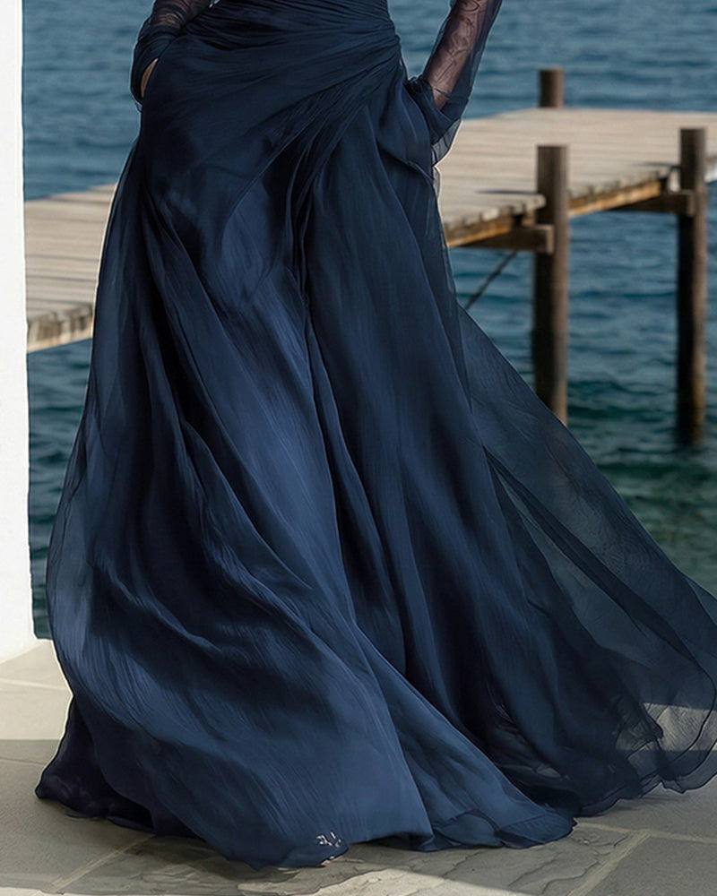 Women's Off-the-Shoulder Maxi Dress with Flowing A-Line Design –...