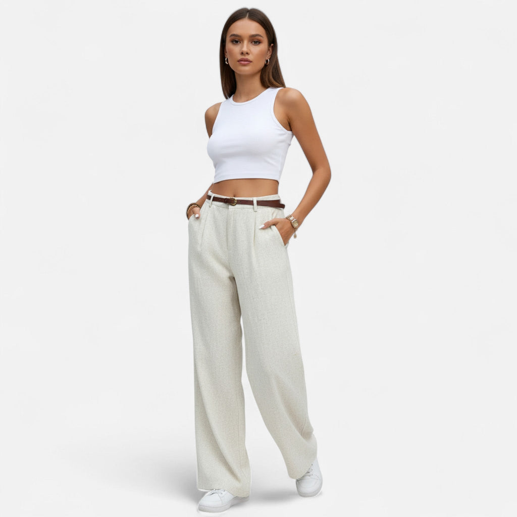 Elegant Collection | Women's Wide Leg Trousers with High-Rise Fit | Stylish Black Palazzo Pants for Everyday Elegance