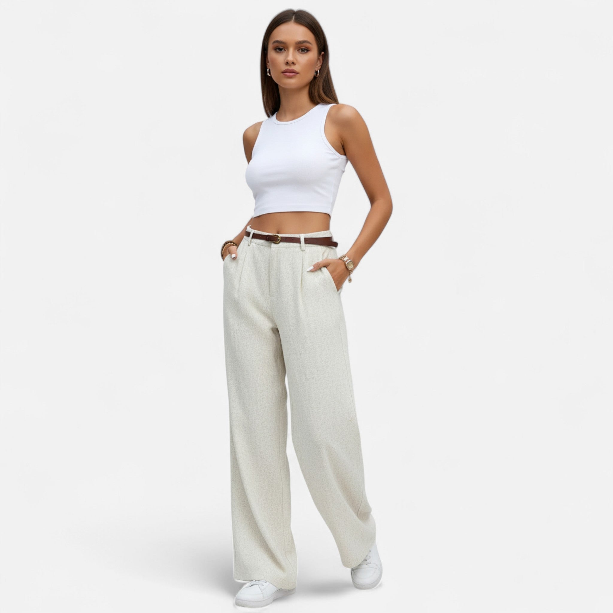 Elegant Collection | Women's Wide Leg Trousers with High-Rise Fit | Stylish Black Palazzo Pants for Everyday Elegance