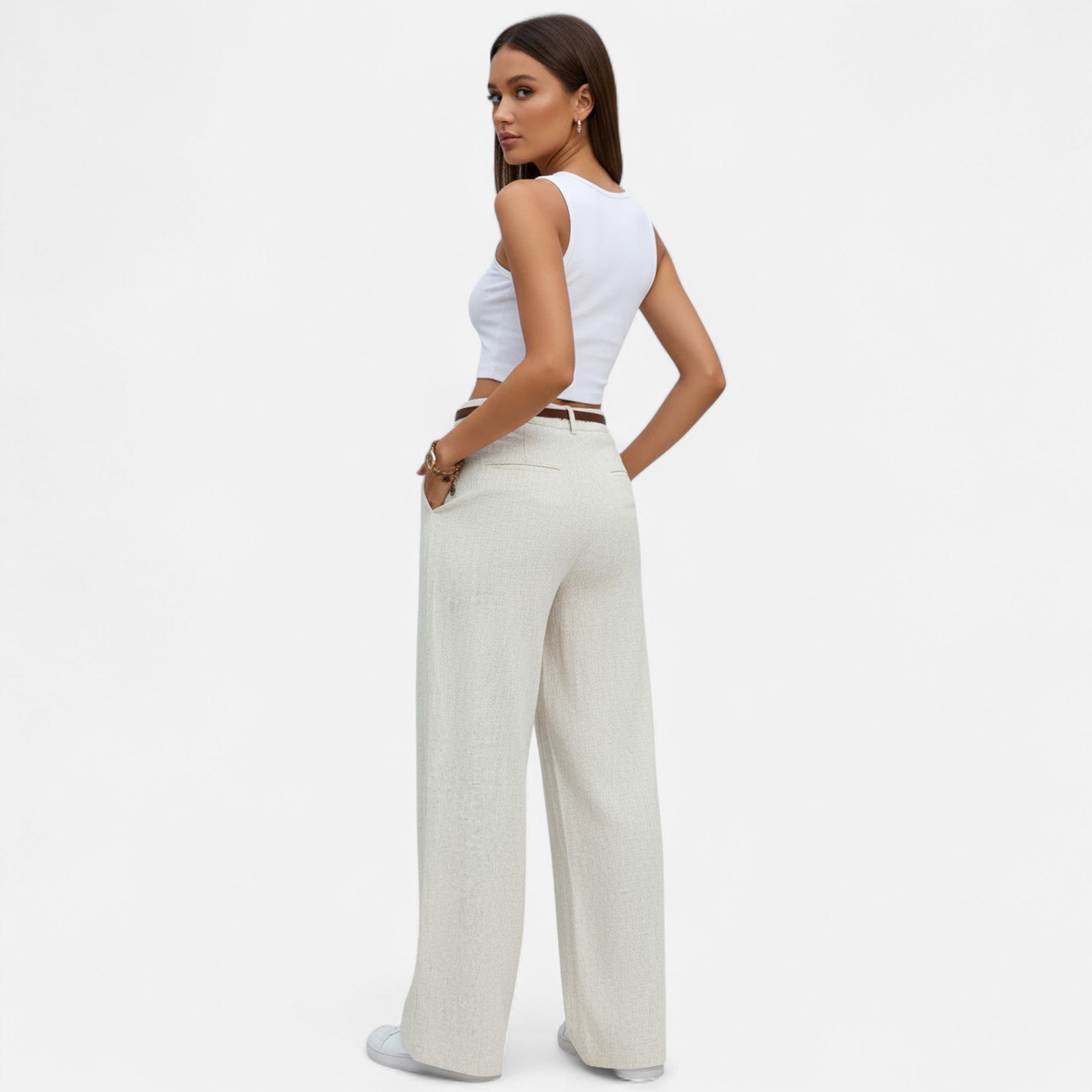 Elegant Collection | Women's Wide Leg Trousers with High-Rise Fit | Stylish Black Palazzo Pants for Everyday Elegance