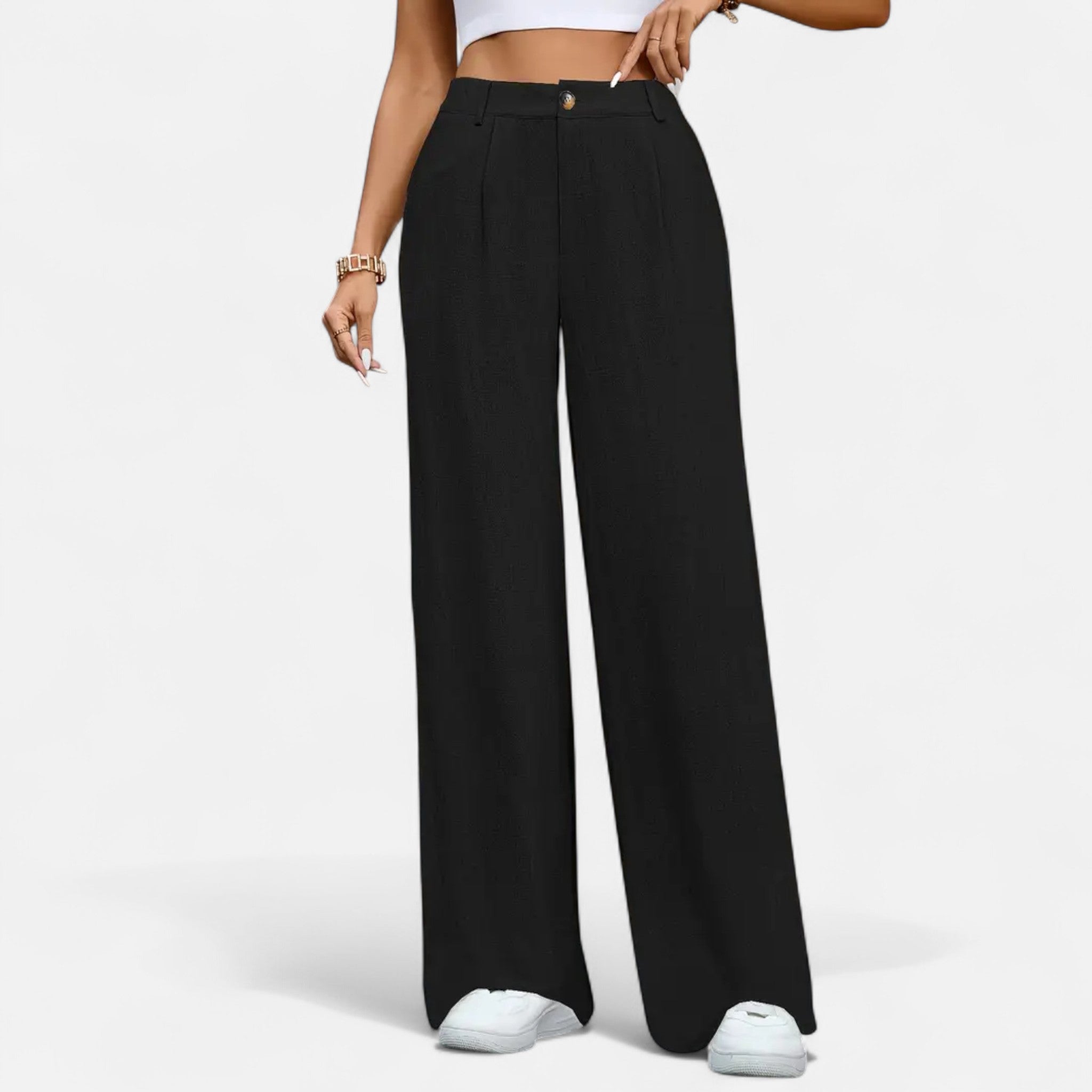Elegant Collection | Women's Wide Leg Trousers with High-Rise Fit | Stylish Black Palazzo Pants for Everyday Elegance