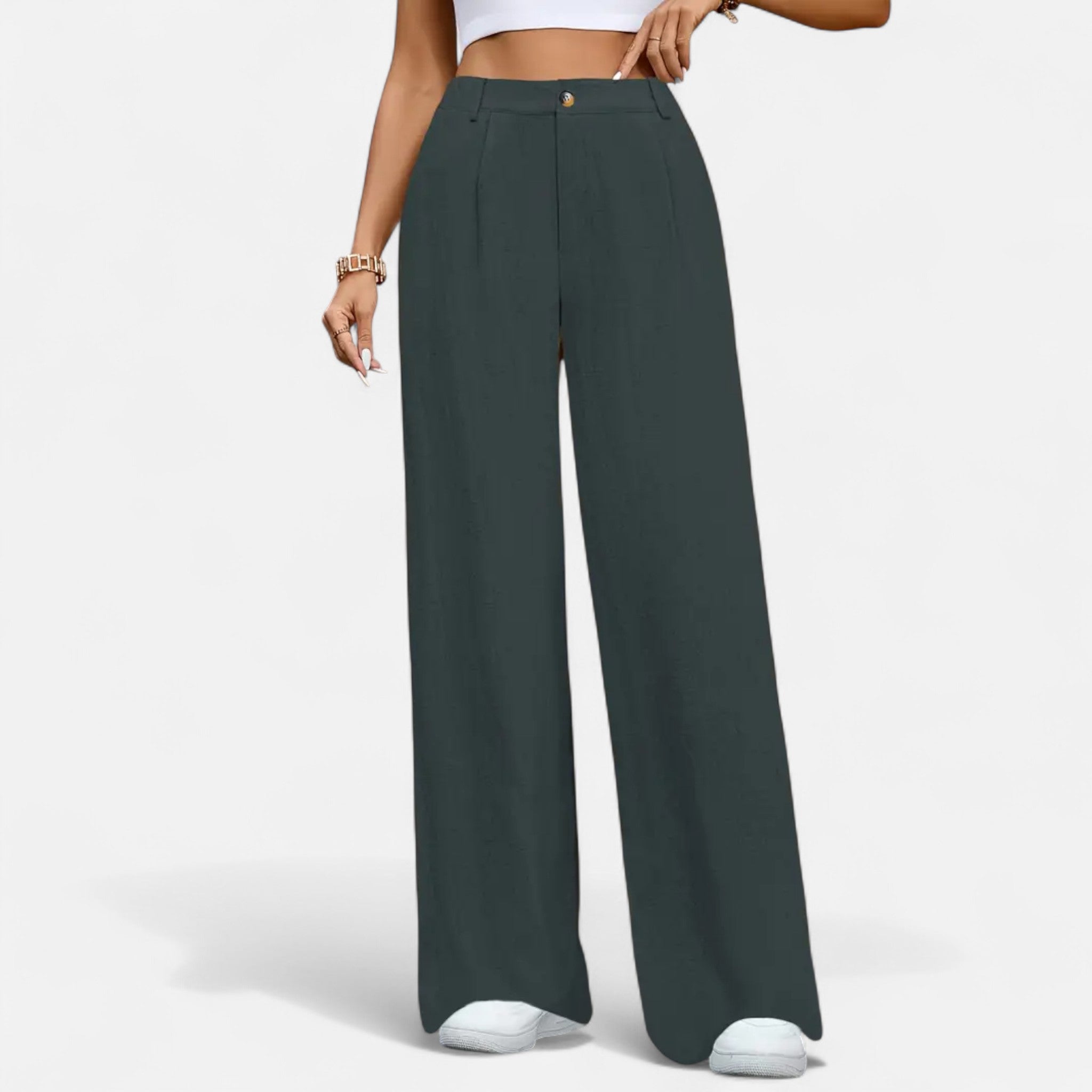 Elegant Collection | Women's Wide Leg Trousers with High-Rise Fit | Stylish Black Palazzo Pants for Everyday Elegance