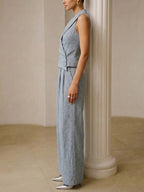 Elegant Commuter Suit | Women's Cotton and Linen Set with Irregular Cut | Stylish Comfort for Everyday Wear