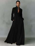 Cotton-Linen Patchwork Maxi Dress — Long Sleeve