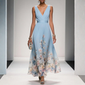 Elegant Floral Midi Dress | Women's Wedding Guest Dress with Flattering Wrap Style for Timeless Charm