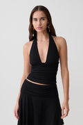 Elegant Gathered Halter Top – Women's Going Out Tank with Sculpted Fit