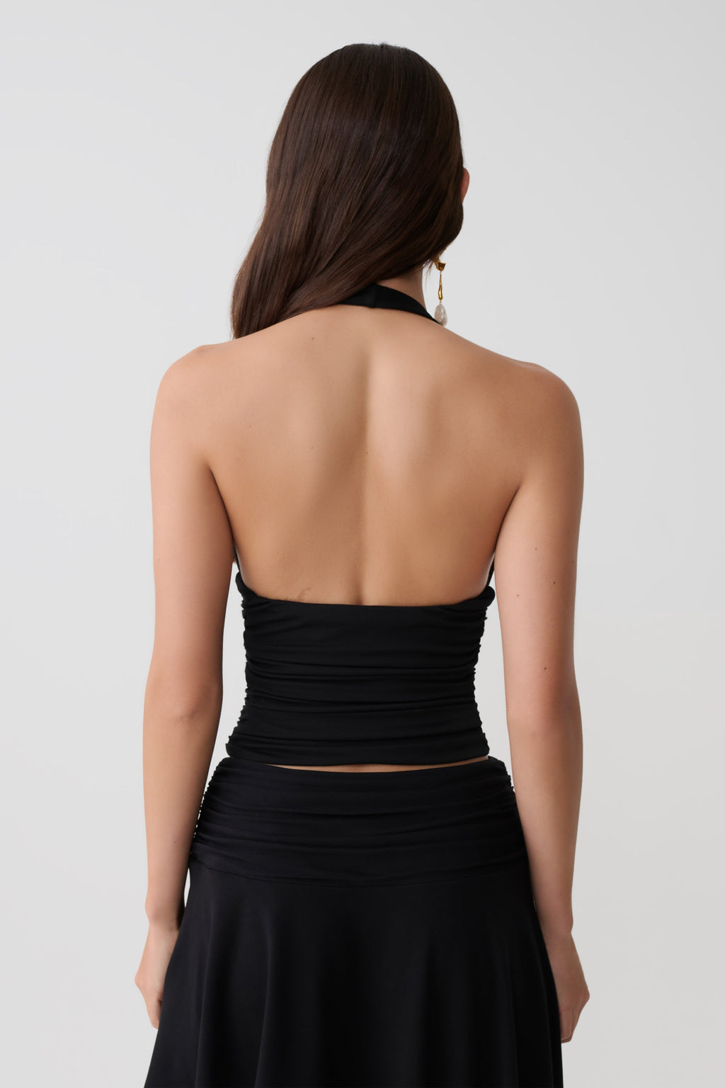 Elegant Gathered Halter Top – Women's Going Out Tank with Sculpted Fit