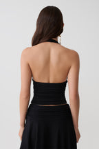 Elegant Gathered Halter Top – Women's Going Out Tank with Sculpted Fit