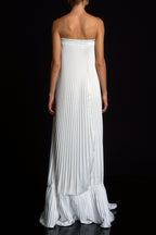 Elegant Gown | Ivory Wedding Guest Dress with Pleated Design | Effortless Style for Formal Occasions
