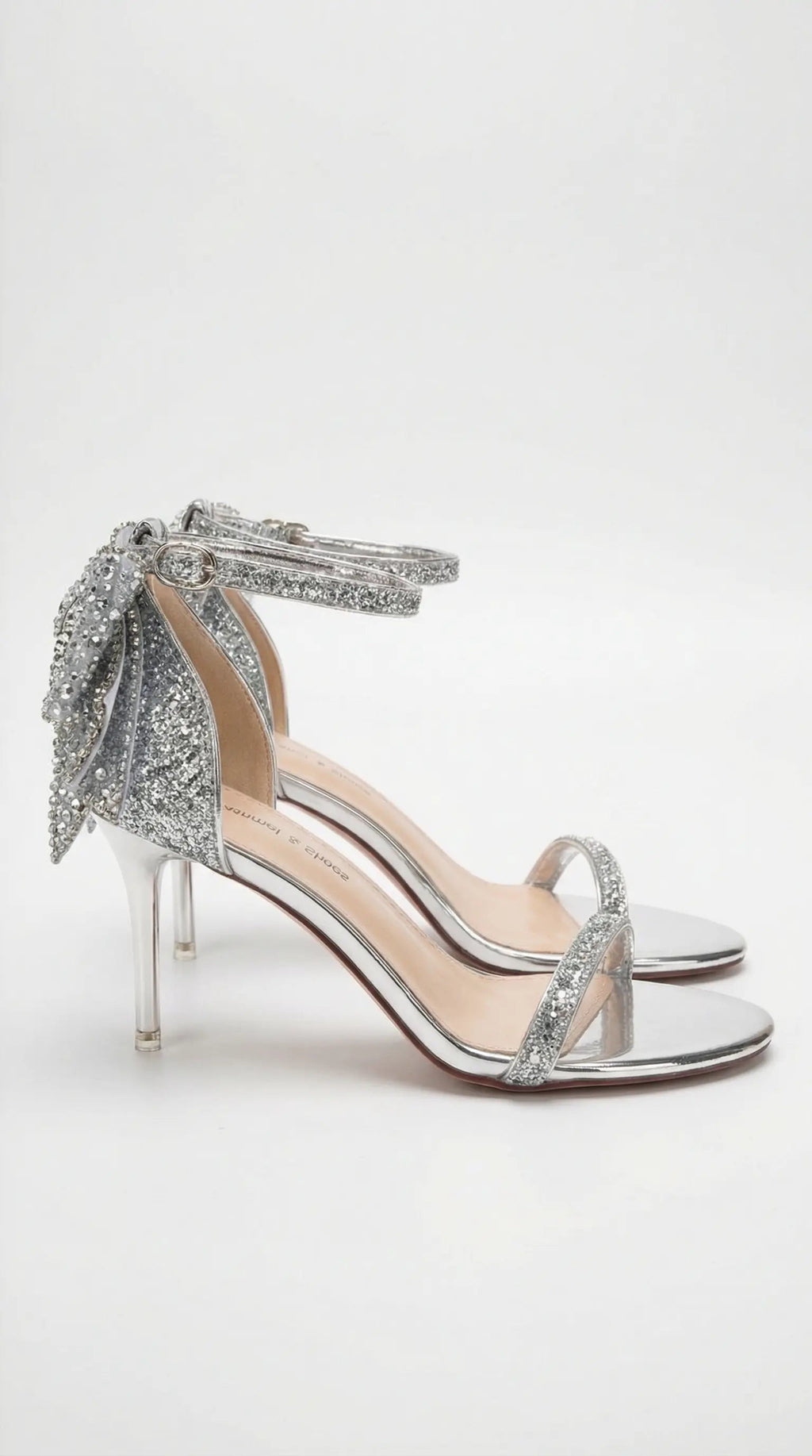 Women's Elegant Heeled Sandals | Strappy Heels with Rhinestone Bow Design | Wedding Shoes for Bride & Special Occasions  0