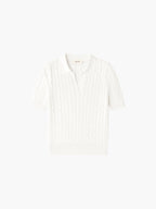 Elegant Knit Polo T-Shirt with V-Neck Design for Timeless Style