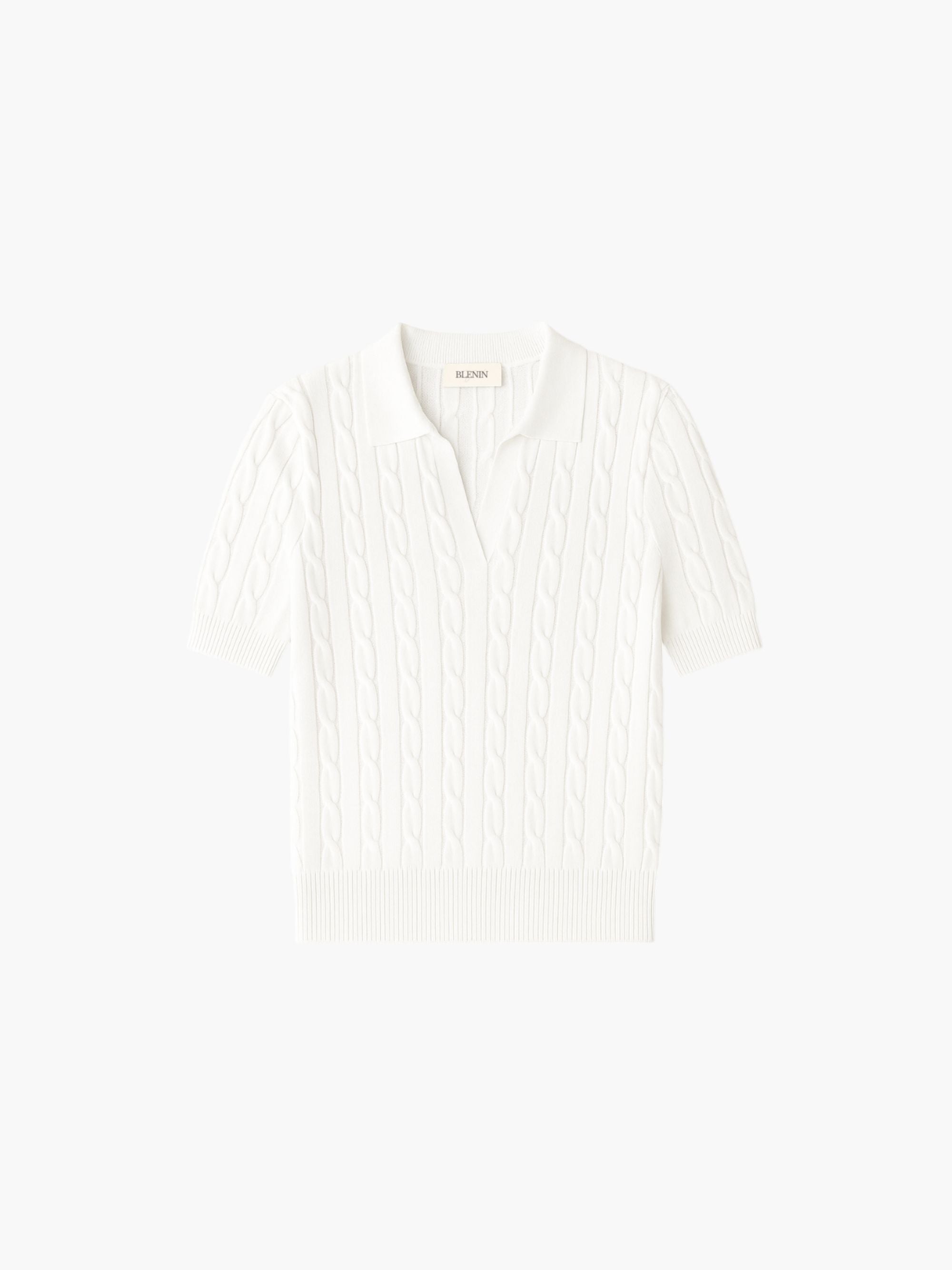 Elegant Knit Polo T-Shirt with V-Neck Design for Timeless Style